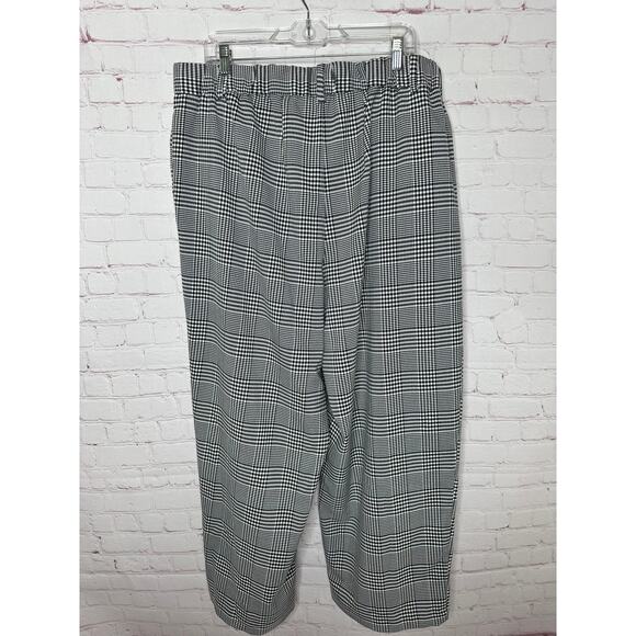 Eloquii Black White Herringbone Wide Leg Plaid Pants Womens Plus Size 16 Office - Picture 2 of 5